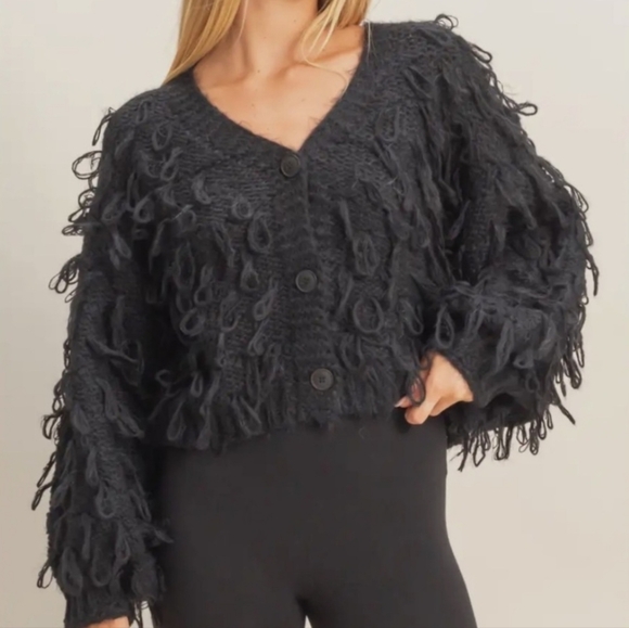 NWT Women's Black Textured Sweater - Picture 4 of 4